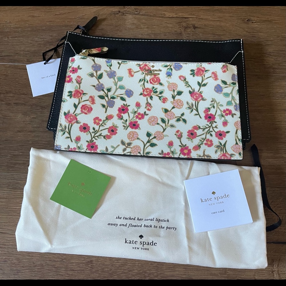 KATE SPADE-NWT Large Leather Clutch, with removable 2nd clutch